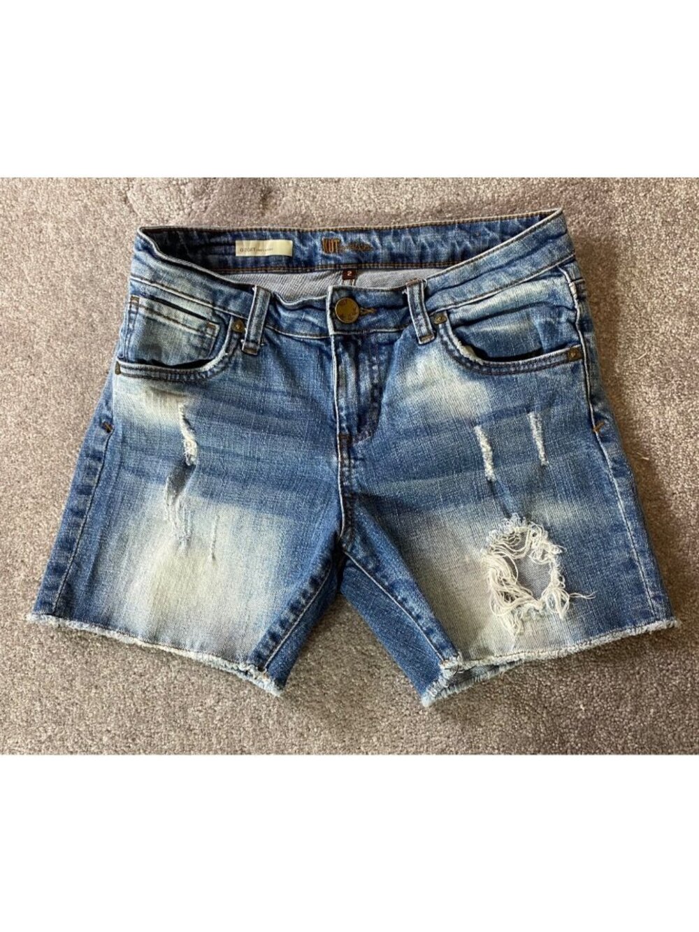 Kut From The Kloth Gidget Frey Short Distressed Blue Denim Shorts Size 2